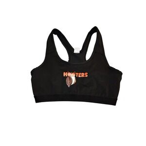 Hooters Logo Black Sports Bra M Athleisure Novelty Uniform Costume Restaurant